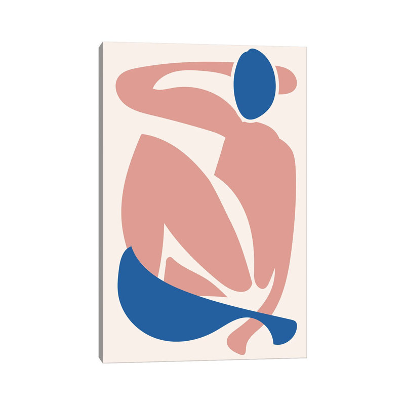 Reproduction d'une figure bleue et rose déconstruite par Mambo Art Studio - reproduction, H 60 po x l 40po x P 1,5 po