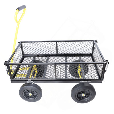 (Chariot à roues solide noir et jaune)