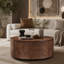 Table basse rotative en bois avec 2 tiroirs, plateau tournant à 360 °