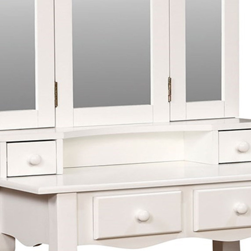 Ensemble coiffeuse avec miroir Schindler, Blanc
