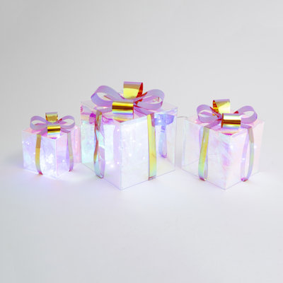 Vintage inspired 3 Pc USB Electric RGB Lighted Holographic Holiday Gift