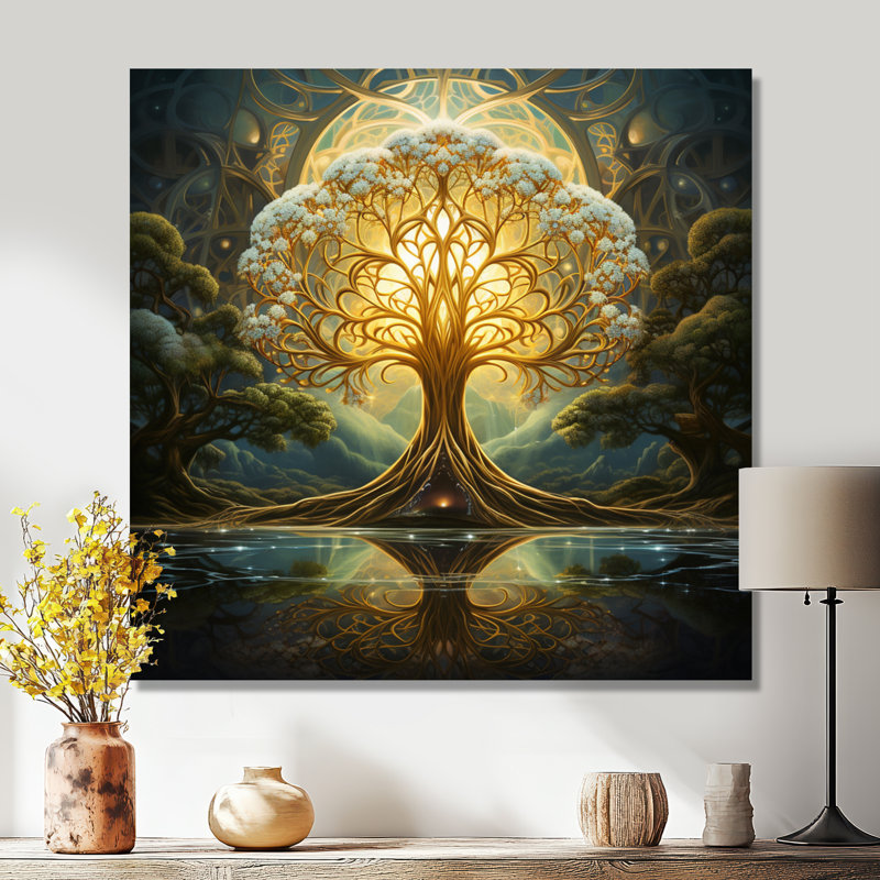 Magical Tree Of Life Full Moon Magic - Tree Oak Wall Art Print, Wrapped Canvas, 36" H x 36" W