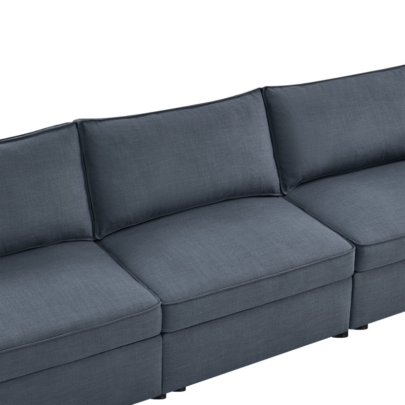 Canapé de rangement modulaire en L à 4 places avec coussin détachable et canapé modulaire Hymes 109,84 ", Blue Linen