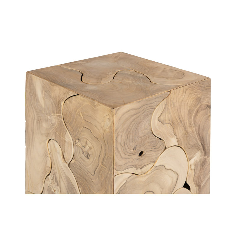 Teak Slice Pedestal, Square, Bleached, 24" H x 12" W x 12" D