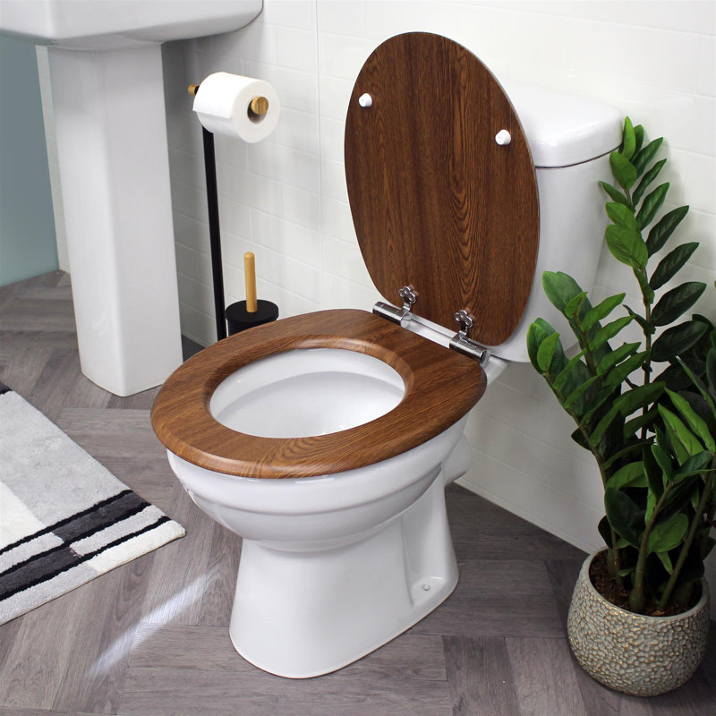 Sellman Soft Close Round Standard Toilet Seat, Walnut