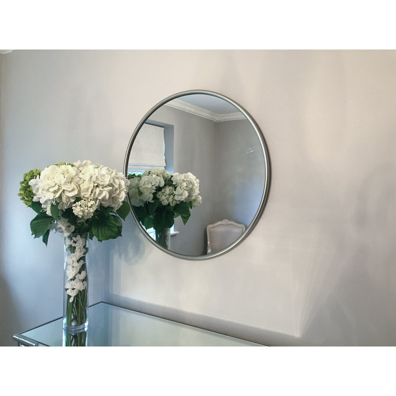Briyonna Metal Flat Wall Mirror, 100cm H x 100cm W, Silver
