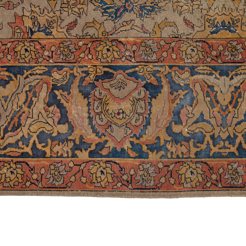 Beige Vintage Persian Tabriz Rug - 8'7" x 12'9"