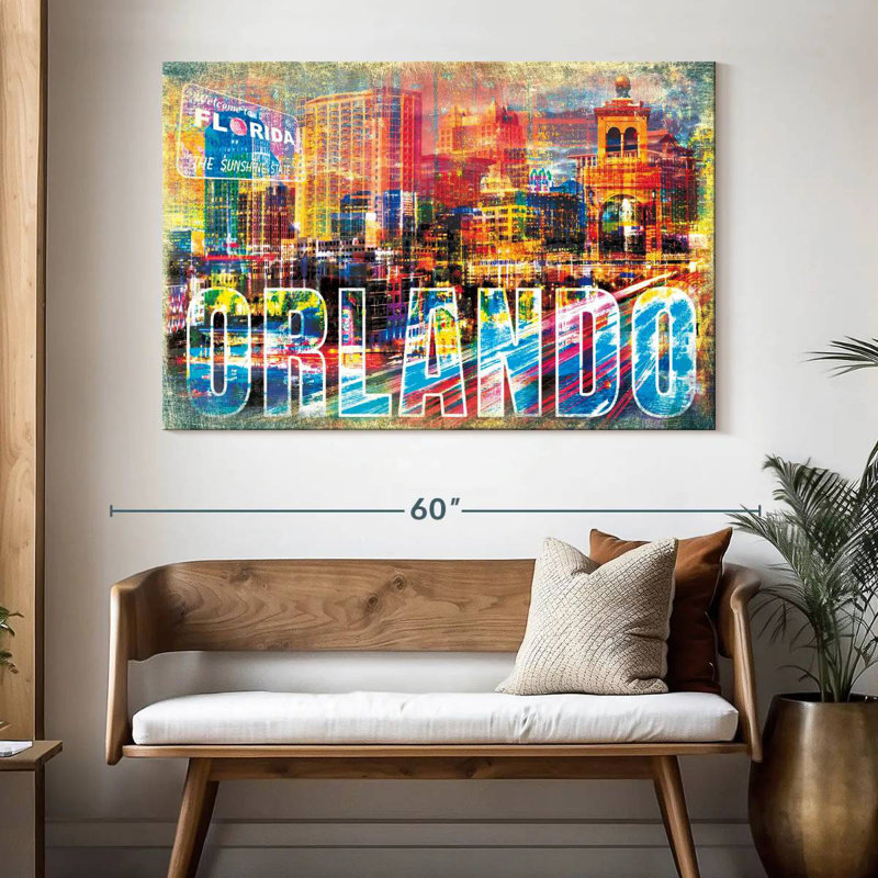 Ravi Orlando paysage urbain grunge, H 34 po x l 51 po