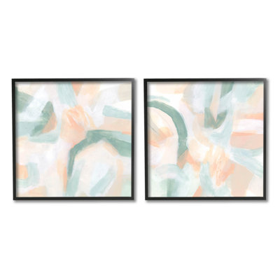 «Contemporary Pastel Collage Abstract», ensemble de 2 impressions sur toile encadrées par June Erica Vess