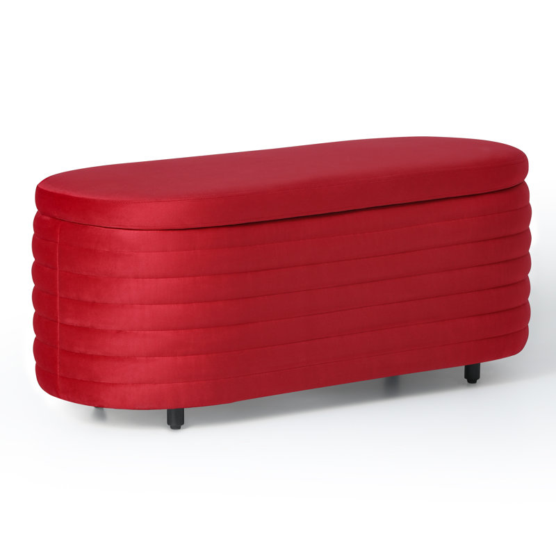 Banc de rangement rembourré en polyester Farrah, H 18,1 po x l 42,5 po x P 17 po, Rouge