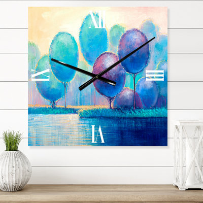 Arbres ornementaux colorés V - Horloge murale moderne