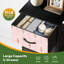 Commode à 4 tiroirs avec tiroirs floraux roses et plateau en bois