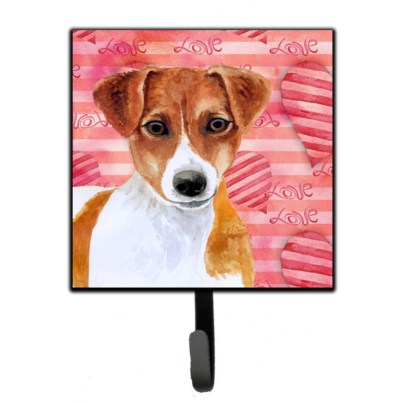 Organisateur de clés murales avec crochets clés chihuahua love Saadet, Rose / Noir, Jack Russell terrier
