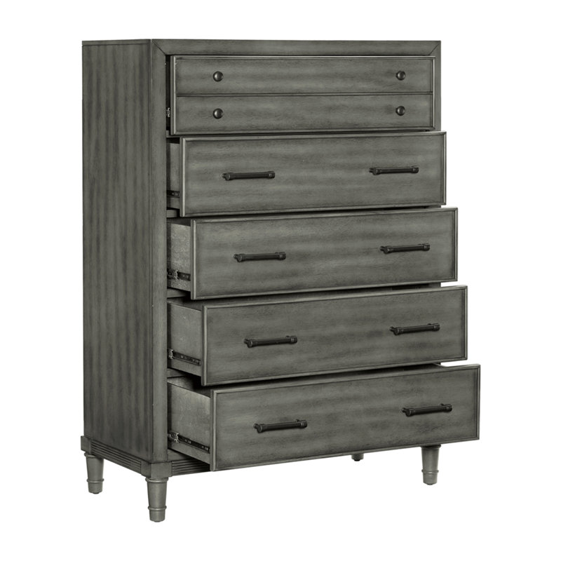 Commode 1 pièce à 5 tiroirs gris