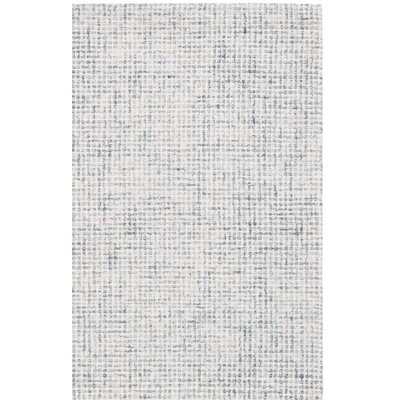 Tapis en laine touffeté à la main en coton ivoire / bleu Martha Stewart
