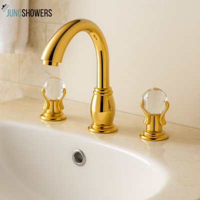 Juno Ella Luxury Golden Double Crystal Handle Bathroom Sink Faucet Mixer