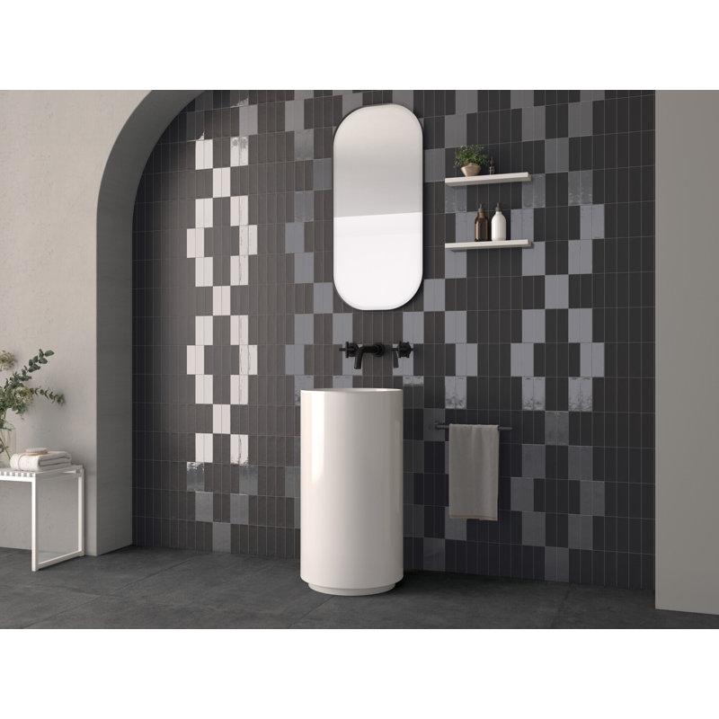 Sierra 2" x 6" Porcelain Floor and Wall Tile, Black