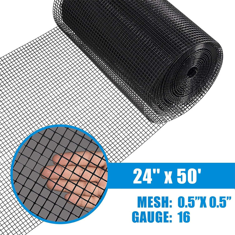 Clôture en fil d'acier galvanisé enduit de vinyle de calibre 16 avec filet de 1/2 po Fencer, H 2 pi x l 50 pi