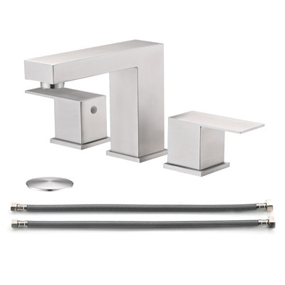 Robinet de salle de bain à entraxe large de 20 cm (8 po) en acier inoxydable nickelé brossé avec bonde rétractable