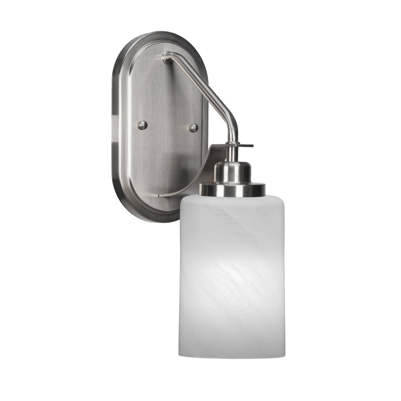 Applique murale Odyssey présentée en finition nickel brossé avec verre de marbre blanc de 4 po