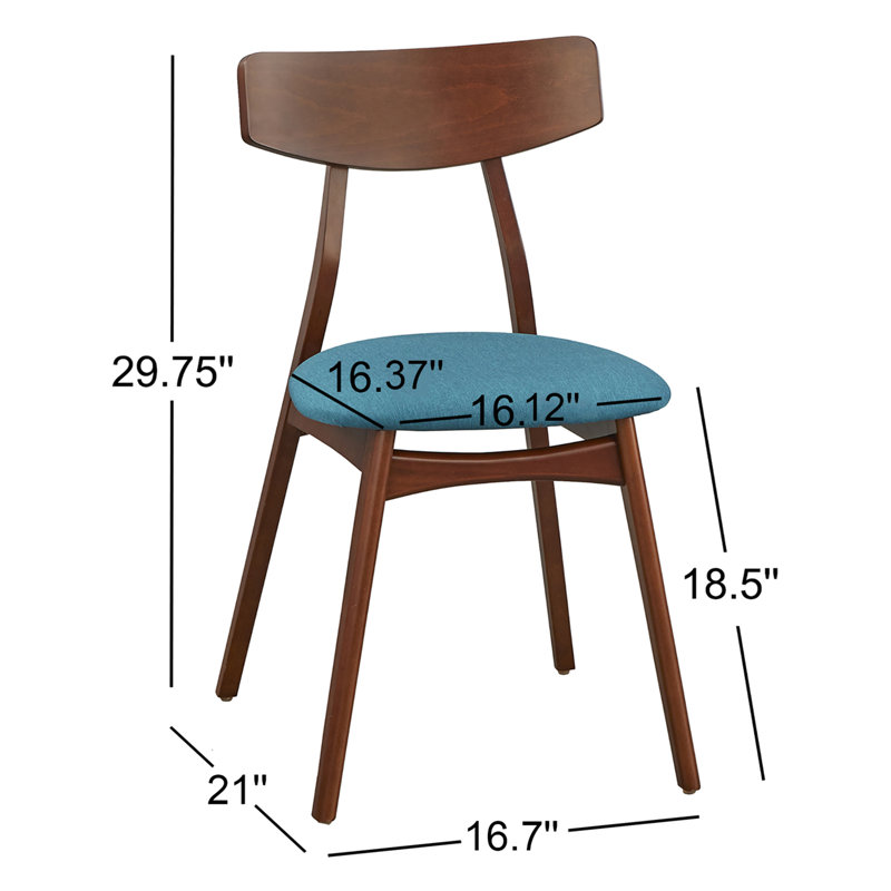 Brunehilde 18.5'' H Linen Blend Upholstered Beech Side Chair, Walnut, Teal