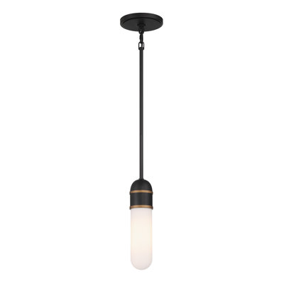 Mini-luminaire suspendu 1 lumière noir mat et or texturé Brian Patrick Flynn