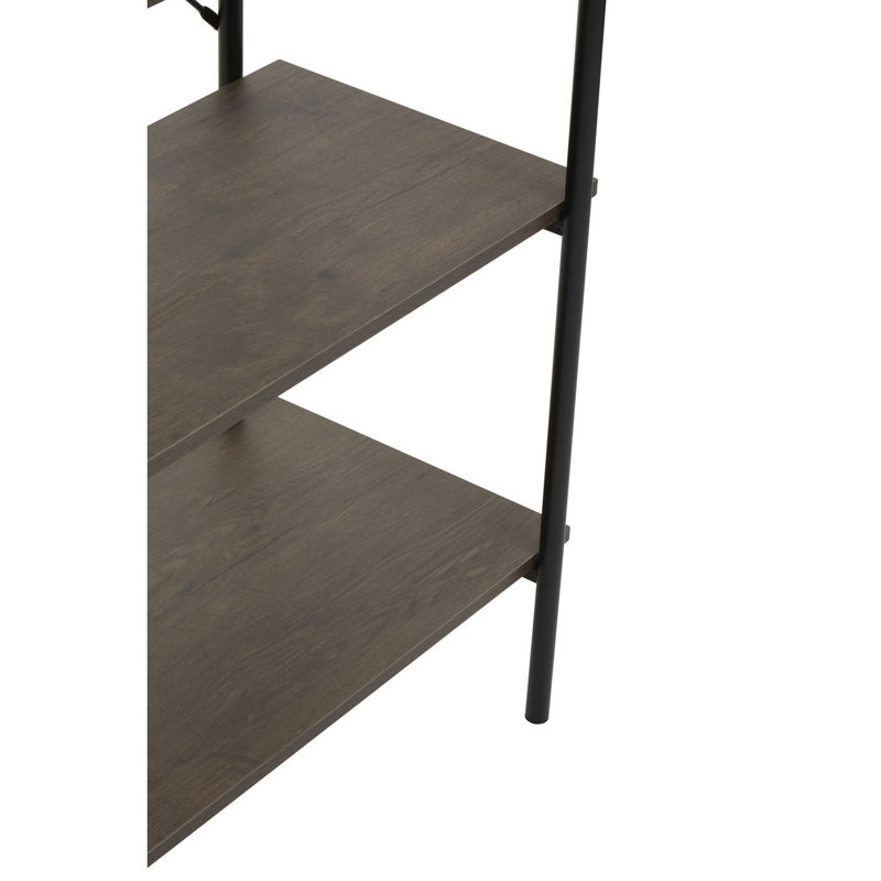Octa 162cm H x 80cm W Manufactured Solid Wood Etagere Bookcase, Black, Dark Oak