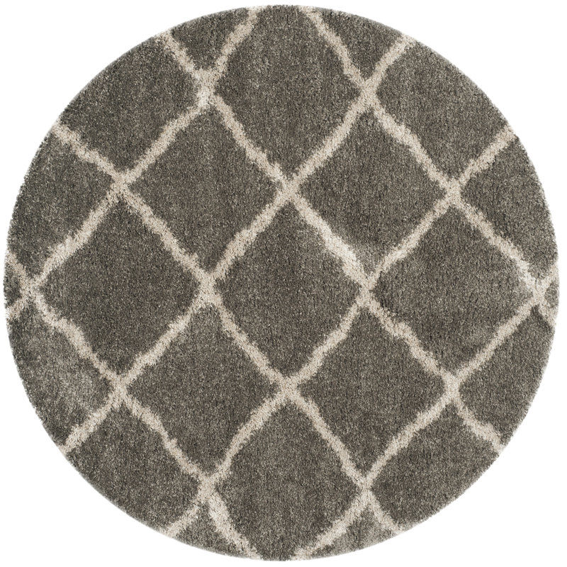 Bertle Shag Performance Geometric Rug, Round 6'7"