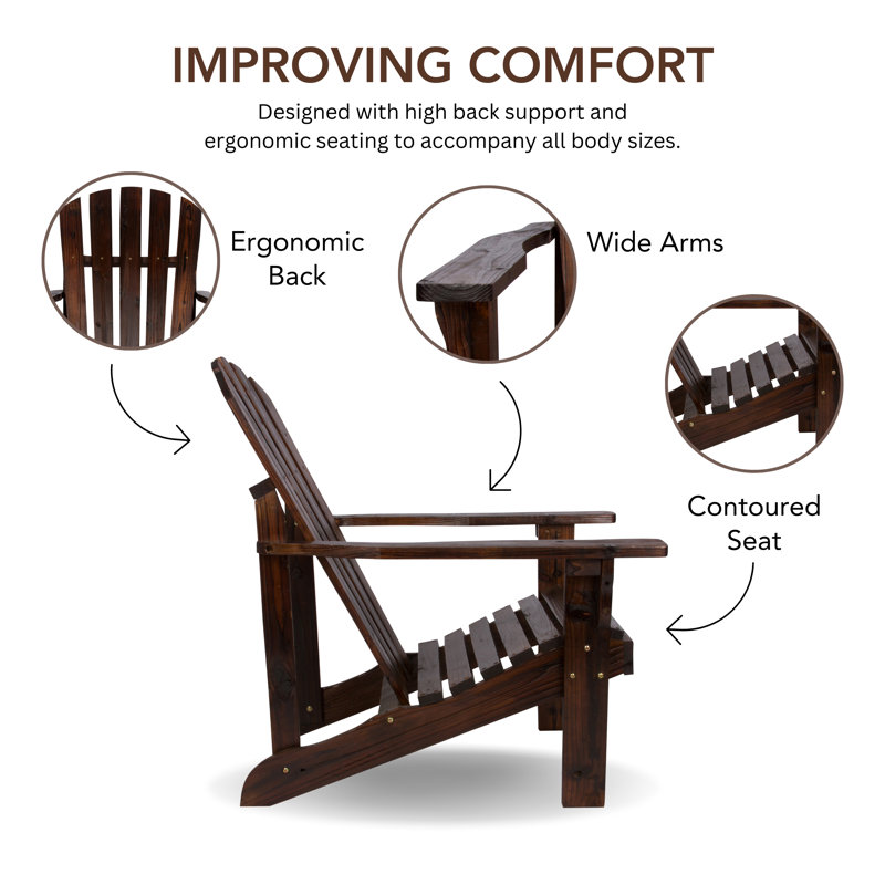 Brently Outdoor Adirondack Chair, Burnt Brown