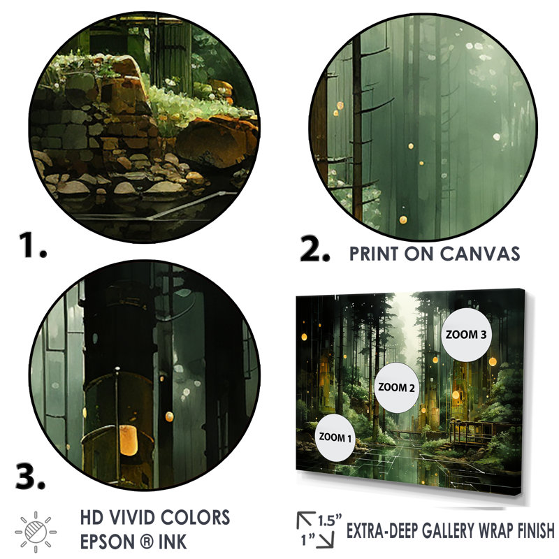 «Green Echos Of Wilderness - Factories Large», art mural, Toile tendue, H 24 po x l 32 po