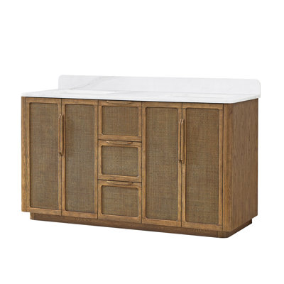 Busan 60" Double Bath Vanity with White Quartz Stone Top