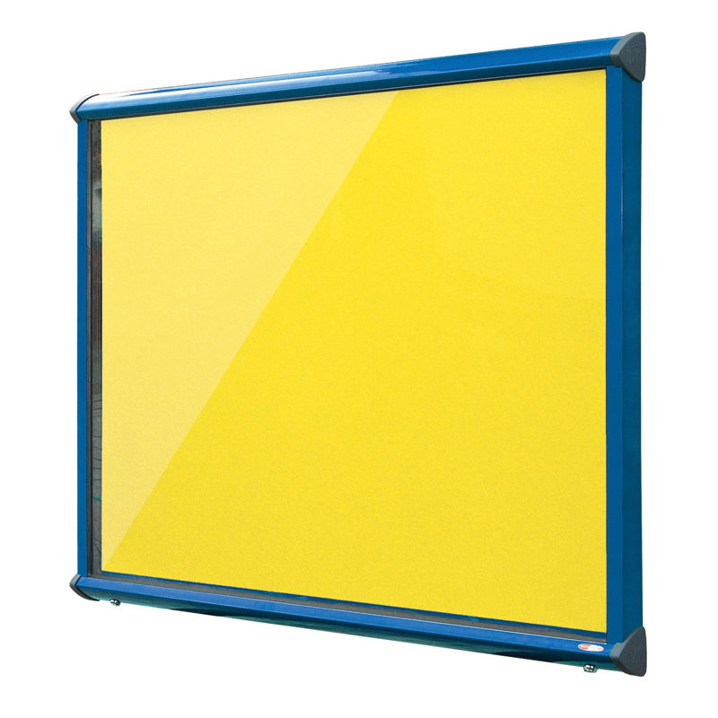 Exterior Wall Mounted Bulletin Board, Blue, Yellow, 57cm H x 71.2cm W
