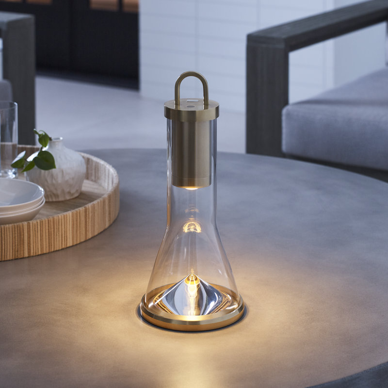 Kandella Accent Rechargeable Table Lamp, Natural Brass