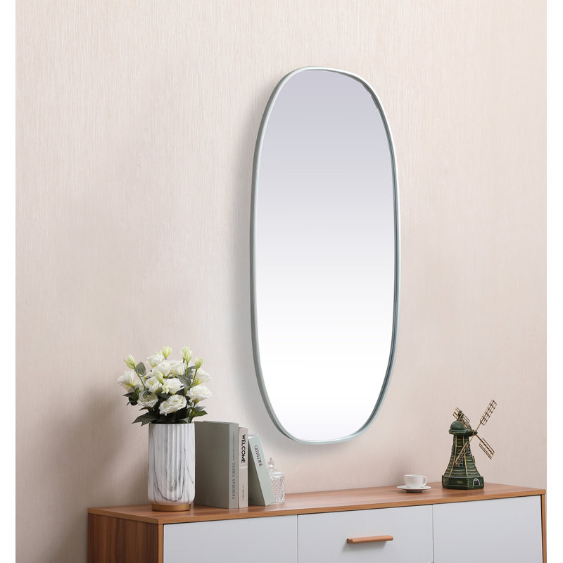Bertin Metal Oval Wall Mirror, Silver, 48"  x 24" 