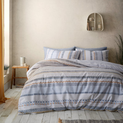 Cotton Blend Striped Duvet Cover Set with Pillowcases Included