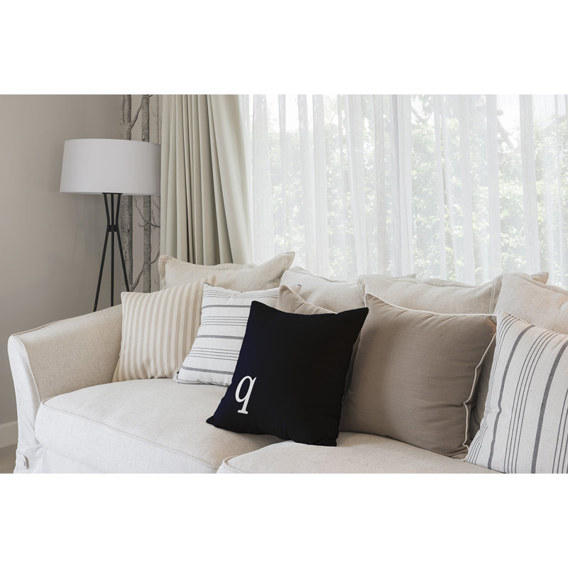 Housse et insert d'oreiller carré, H 18 po x l 18 po x P 2 po, Bleu marine et blanc, Q