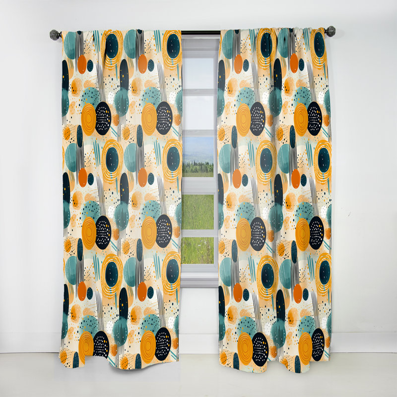 Motif géométrique jaune et vert IV - Rideau obscurcissant géométrique abstrait - 1 panneau, L 52 po x L 95 po