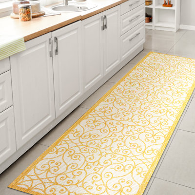 Tapis intérieur / extérieur crème / jaune Deilani