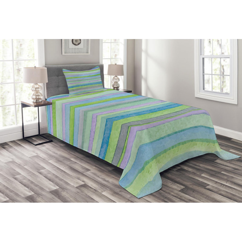 Farmhouse / Country Polyester Striped Coverlet, Twin Coverlet + 1 Sham