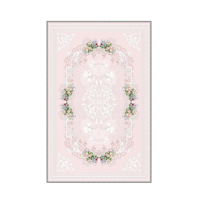 Dominy Flatweave White/Pink/Green Rug, Rectangle 140 x 220 cm