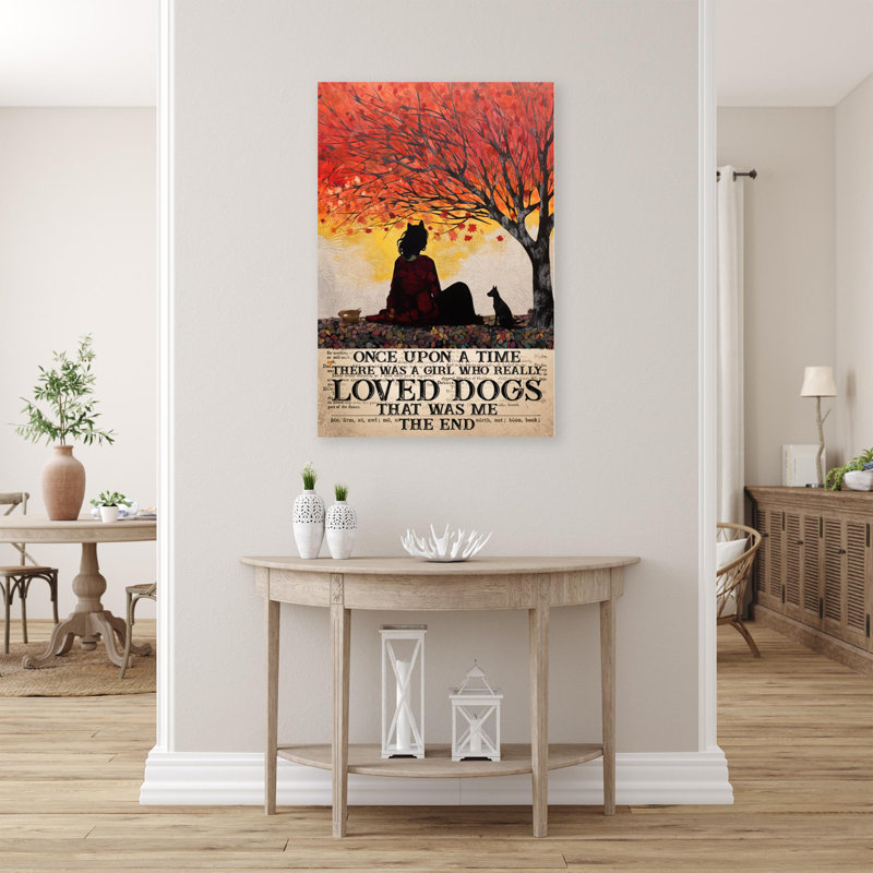 «A Girl Really Lived Dogs», reproduction d'art graphique sur toile tendue 1 pièce, H 36 po x l 24 po x P 1,25 po