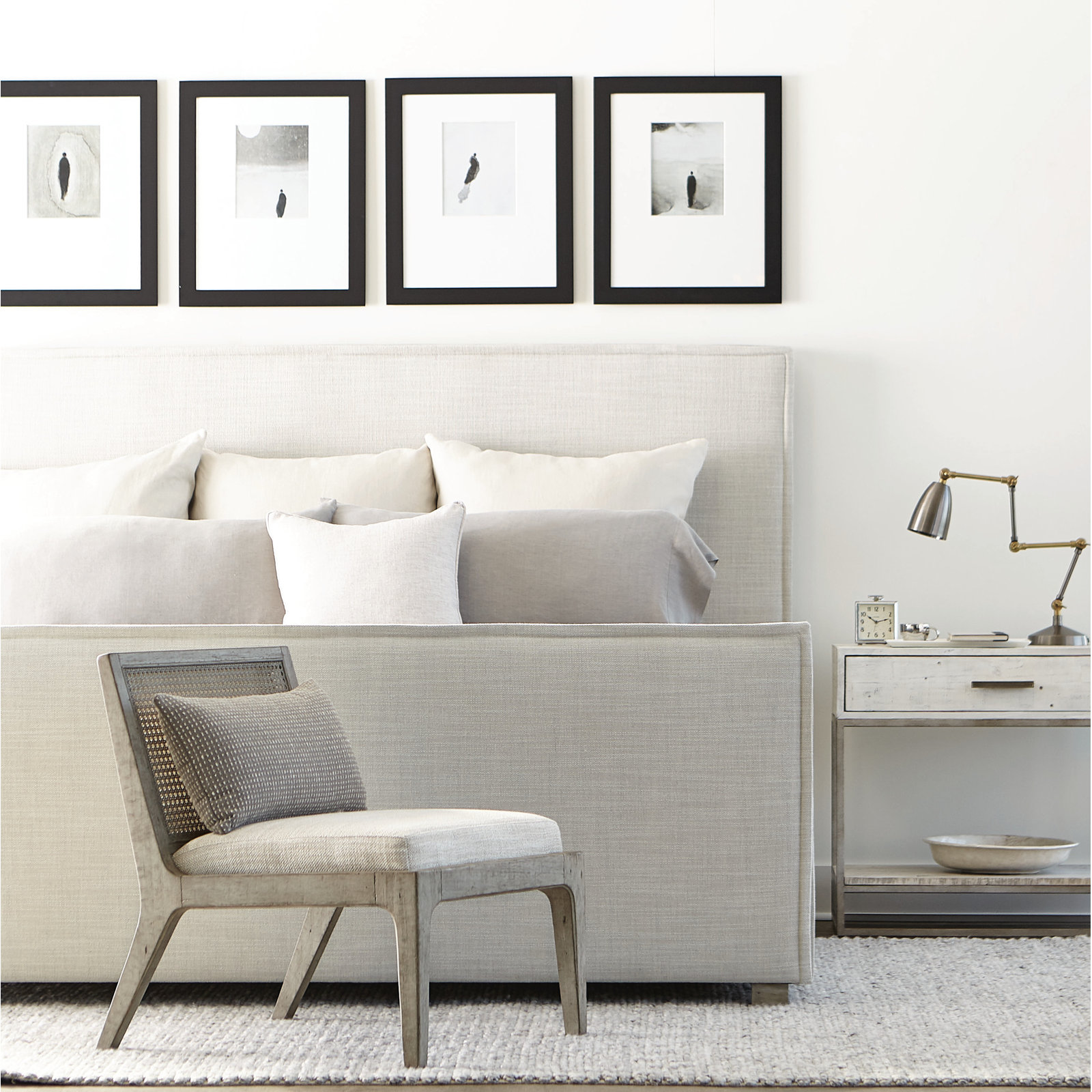 Sawyer Upholstered Bed, California King, Lt Grey/Cream B502