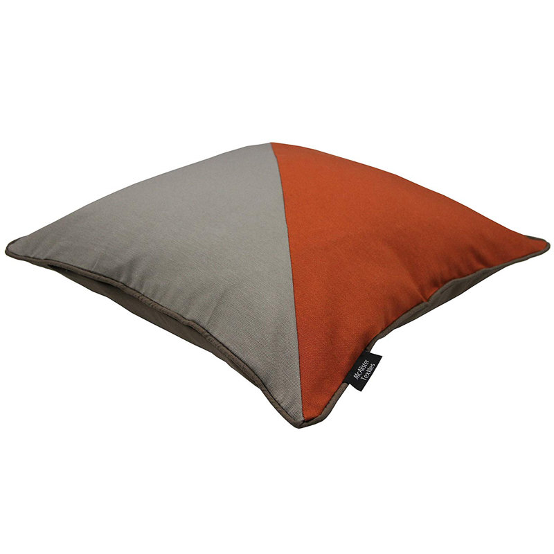 Liana Patchwork Square Cushion, Burnt Orange/Taupe, 43 x 43cm, No fill