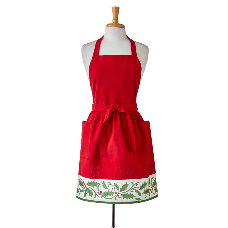 Christmastime Apron Red Cotton Christmas