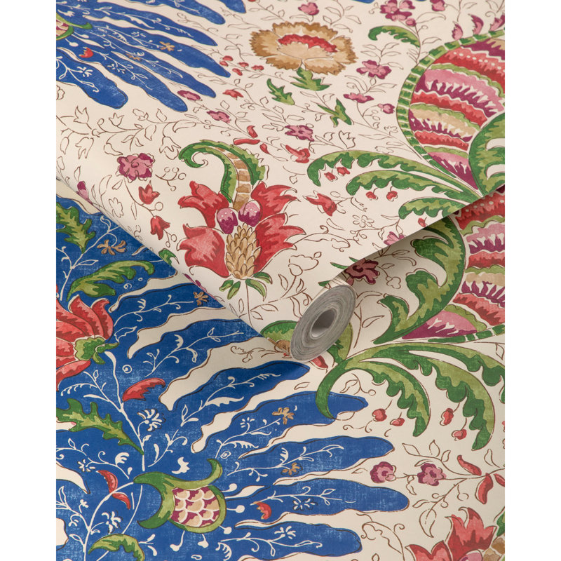 La Menagerie Riviere Floral Wood Pulp Blend Pretrimmed Roll, Blue