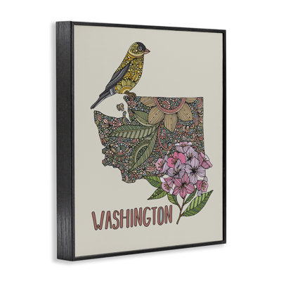 Floral Washington State Framed Giclee Art by Valentina Harper