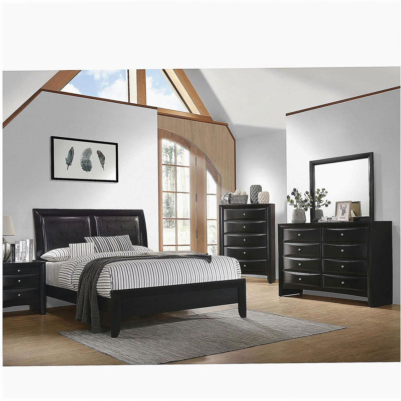 Vollenhove Black 2-Drawer Nightstand with Pull-out Tray