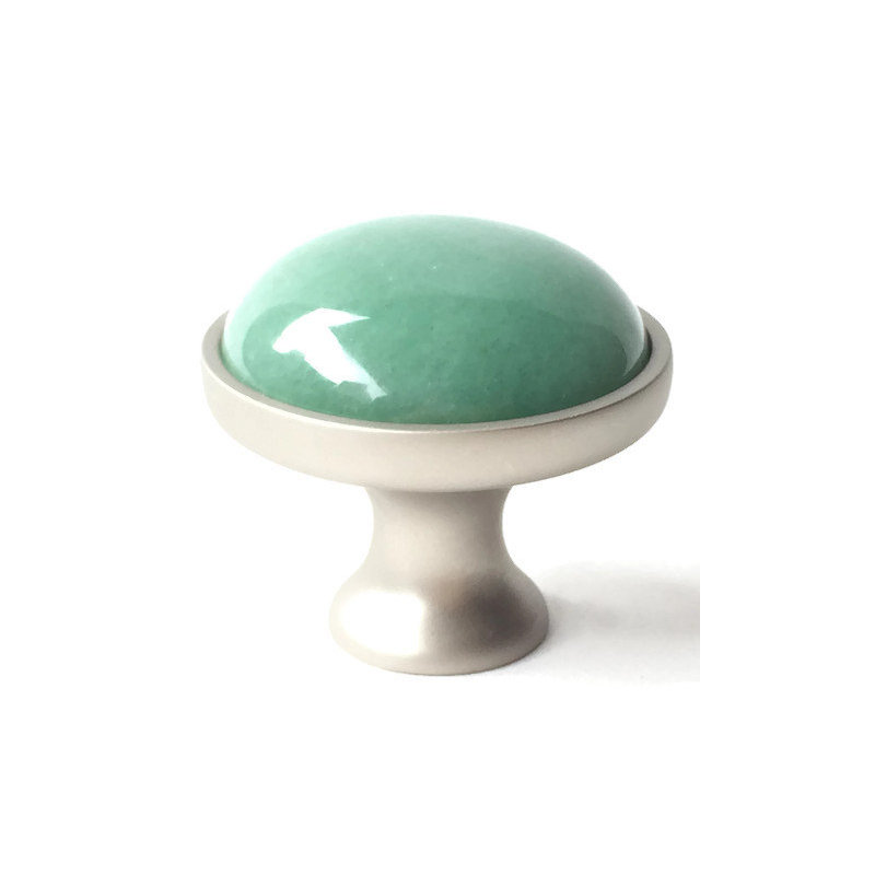 Mushroom Knob, Satin Nickel/Green