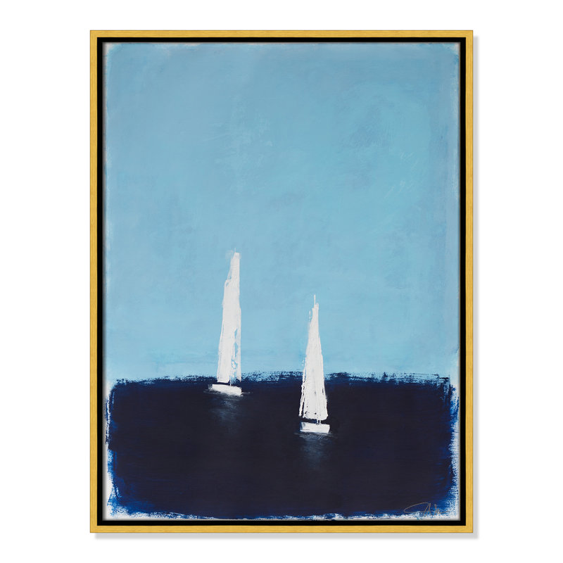 «Morning Sails II» par , Framed Canvas, Gold Floater, L 19,5 po x H 25,5 po