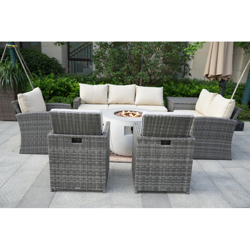 - Person Patio Conversation Set with Cushions, Gray